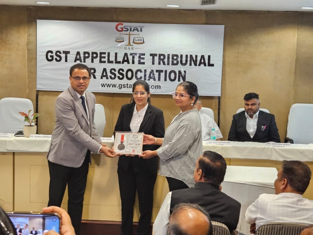 Advocate Kajol Soni Honoured with GSTAT BAR Ratna by GST Appellate Tribunal Bar Association, Delhi